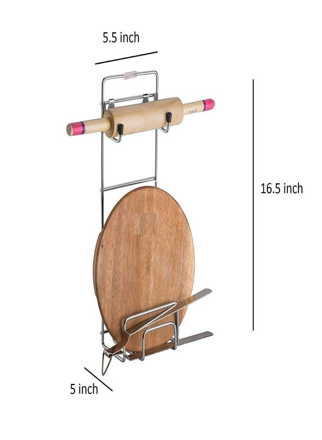 ONTRIP polpat belan Organizer Wall Mounted Stand Kitchen Rack Stainless Steel Kitchen Rack Chakla Belan Stand- 1 pcs - Image 2